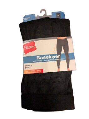 Hanes Men’s Waffle Knit Thermal Pants Black — Mid Rise, Full Length